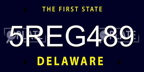 5REG489 Delaware License Plate