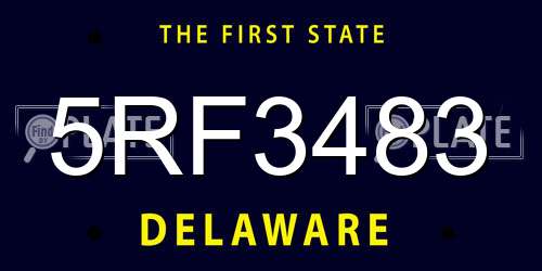 5RF3483 Delaware License Plate
