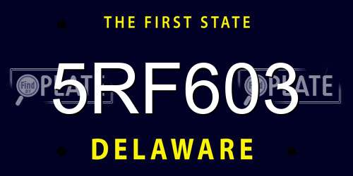 5RF603 Delaware License Plate