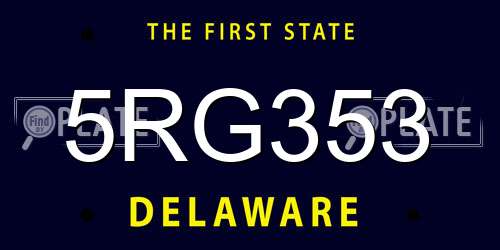 5RG353 Delaware License Plate