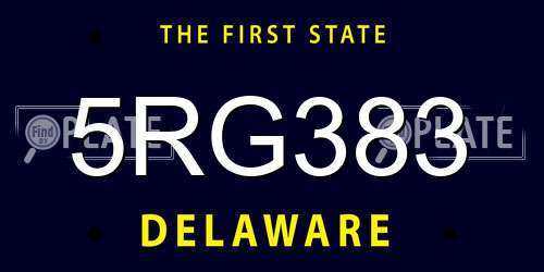 5RG383 Delaware License Plate