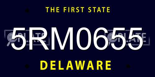 5RM0655 Delaware License Plate