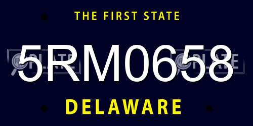 5RM0658 Delaware License Plate