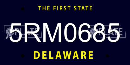 5RM0685 Delaware License Plate