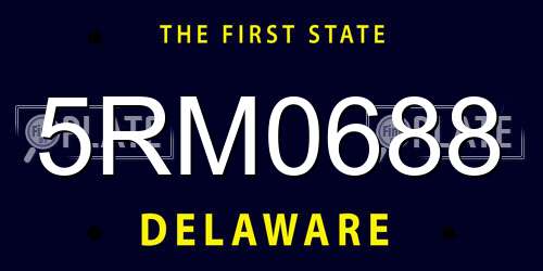5RM0688 Delaware License Plate