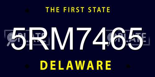 5RM7465 Delaware License Plate