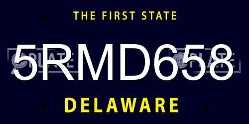 5RMD658 Delaware License Plate