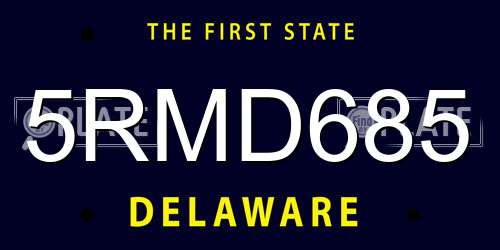 5RMD685 Delaware License Plate