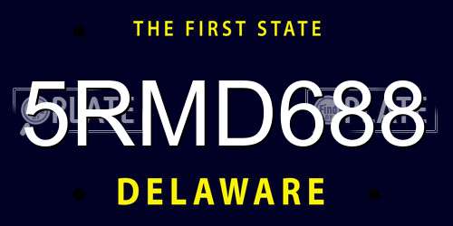 5RMD688 Delaware License Plate