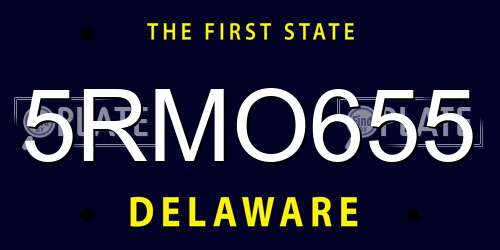 5RMO655 Delaware License Plate