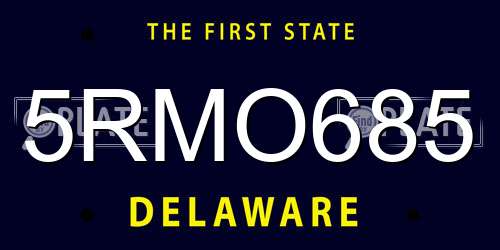 5RMO685 Delaware License Plate