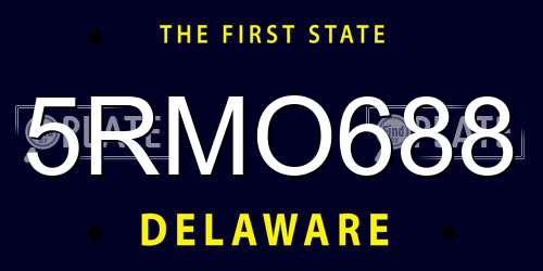 5RMO688 Delaware License Plate
