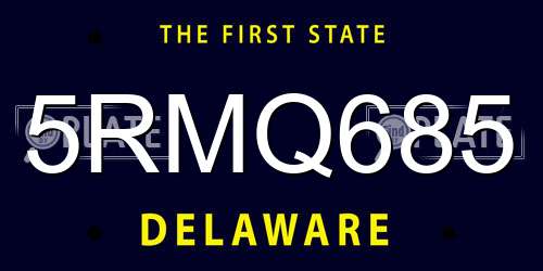 5RMQ685 Delaware License Plate