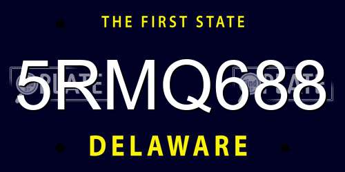5RMQ688 Delaware License Plate