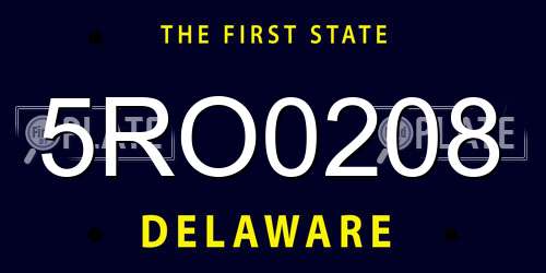 5RO0208 Delaware License Plate