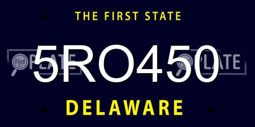 5RO450 Delaware License Plate