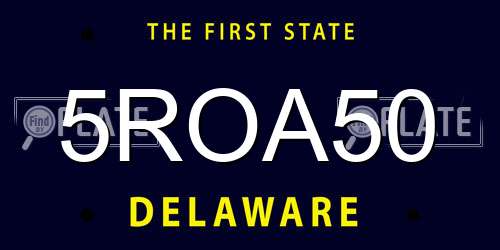 5ROA50 Delaware License Plate