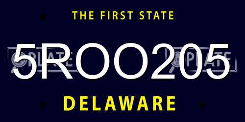 5ROO205 Delaware License Plate