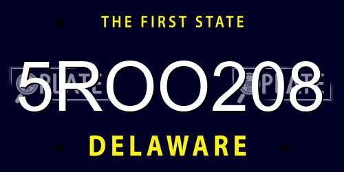 5ROO208 Delaware License Plate