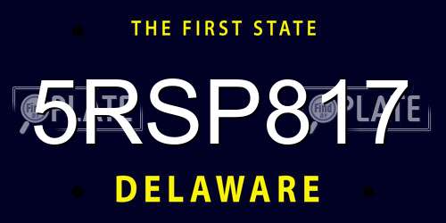 5RSP817 Delaware License Plate