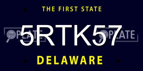 5RTK57 Delaware License Plate