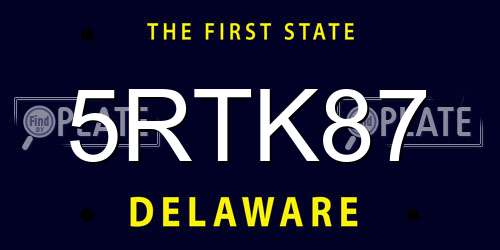 5RTK87 Delaware License Plate
