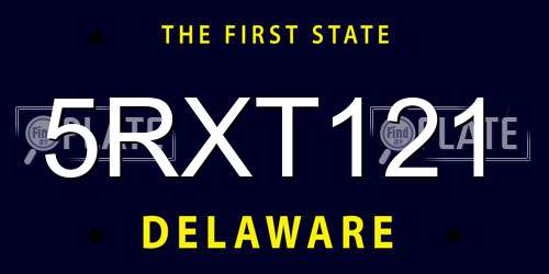 5RXT121 Delaware License Plate