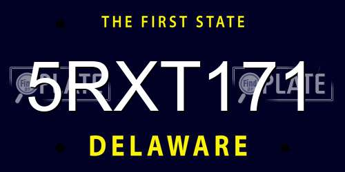 5RXT171 Delaware License Plate