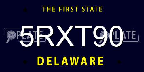 5RXT90 Delaware License Plate
