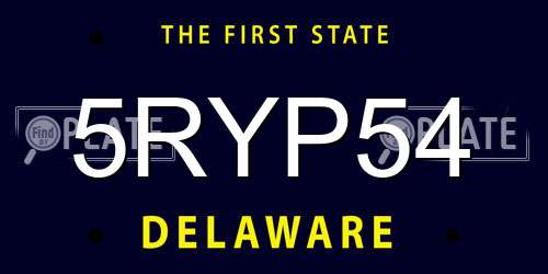 5RYP54 Delaware License Plate