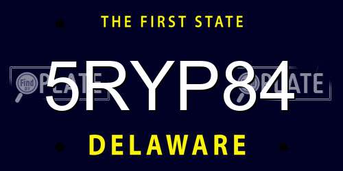 5RYP84 Delaware License Plate