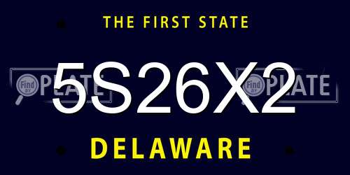 5S26X2 Delaware License Plate