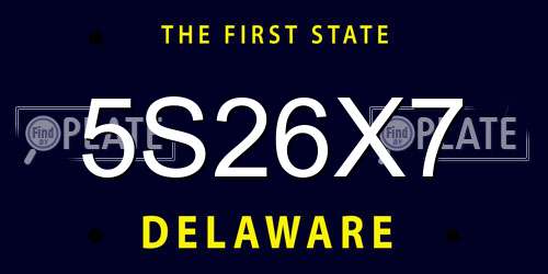 5S26X7 Delaware License Plate