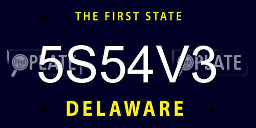 5S54V3 Delaware License Plate