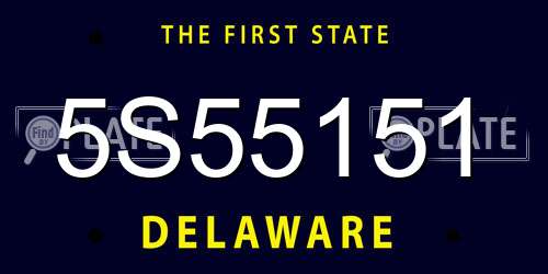 5S55151 Delaware License Plate