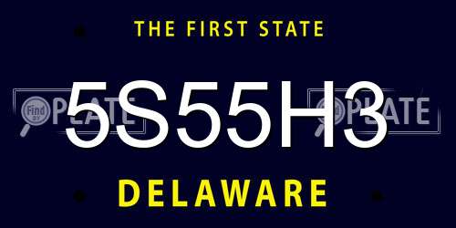 5S55H3 Delaware License Plate