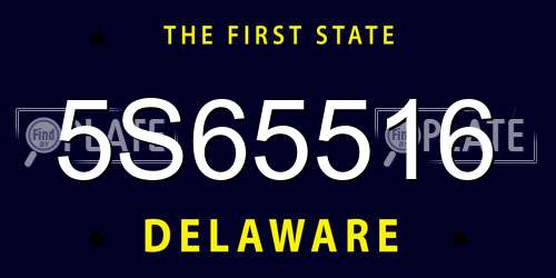 5S65516 Delaware License Plate