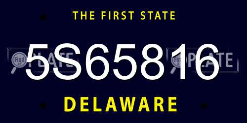 5S65816 Delaware License Plate