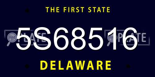 5S68516 Delaware License Plate