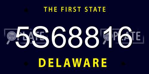 5S68816 Delaware License Plate