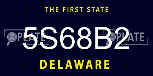5S68B2 Delaware License Plate