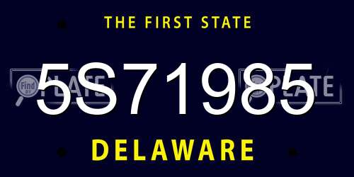 5S71985 Delaware License Plate