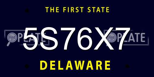 5S76X7 Delaware License Plate