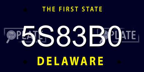 5S83B0 Delaware License Plate