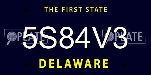 5S84V3 Delaware License Plate