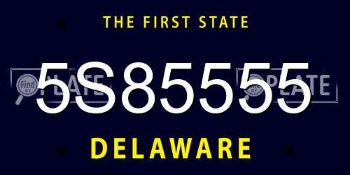 5S85555 Delaware License Plate