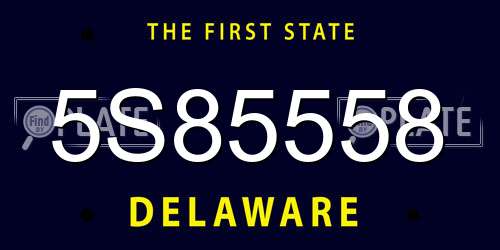 5S85558 Delaware License Plate