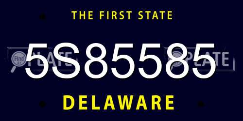 5S85585 Delaware License Plate