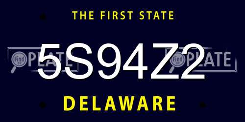 5S94Z2 Delaware License Plate