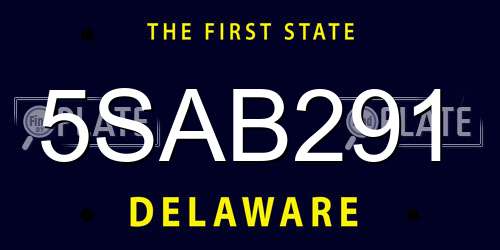5SAB291 Delaware License Plate
